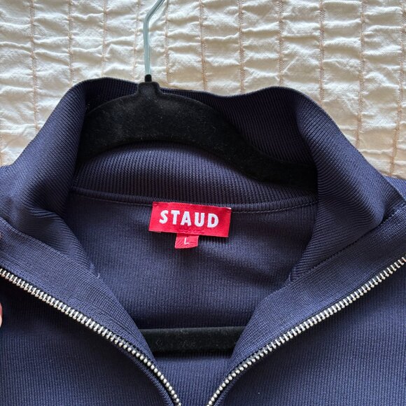 NEVER WORN STAUD SSENSE NAVY AND WHITE STRIPED RAFT ZIP UP CARDIGAN - Picture 6 of 6